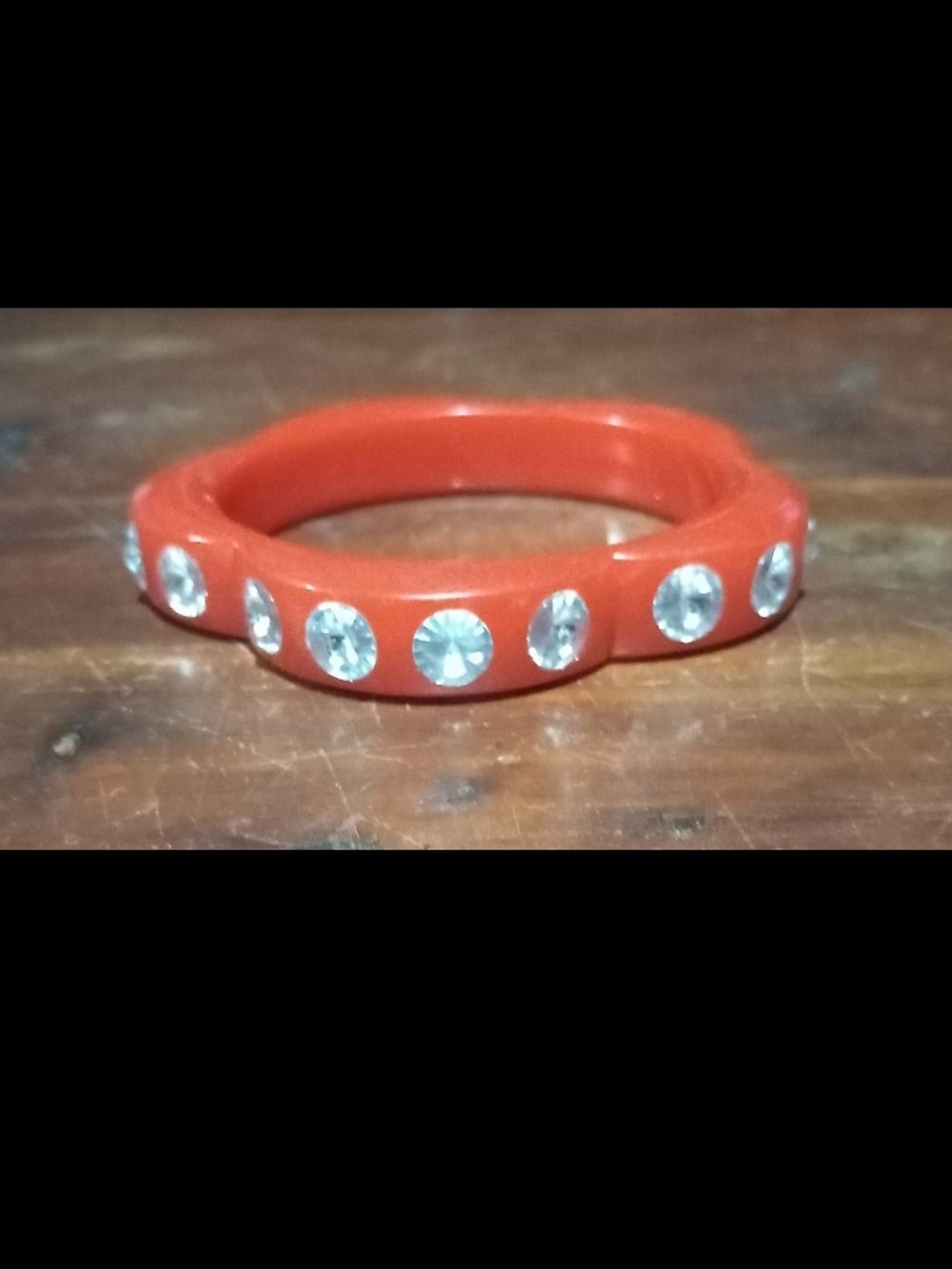 Red Crystal Studded Women's Bangle Bracelet